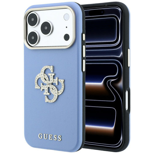 Etui Guess Smooth & Big Strass Logo do iPhone 18 Pro Max / 17 Pro Max niebieski