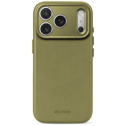 Decoded Leather Backcover - skórzane etui do iPhone 18 Pro / 17 Pro kompatybilne z MagSafe (moss green)