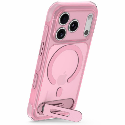 Decoded AntiMicrobial Hybrid Stand Backcover - etui z podstawką do iPhone 18 Pro / 17 Pro kompatybilne z MagSafe (clear pink), pohled 4