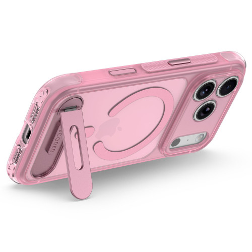 Decoded AntiMicrobial Hybrid Stand Backcover - etui z podstawką do iPhone 18 Pro / 17 Pro kompatybilne z MagSafe (clear pink), Ansicht 6