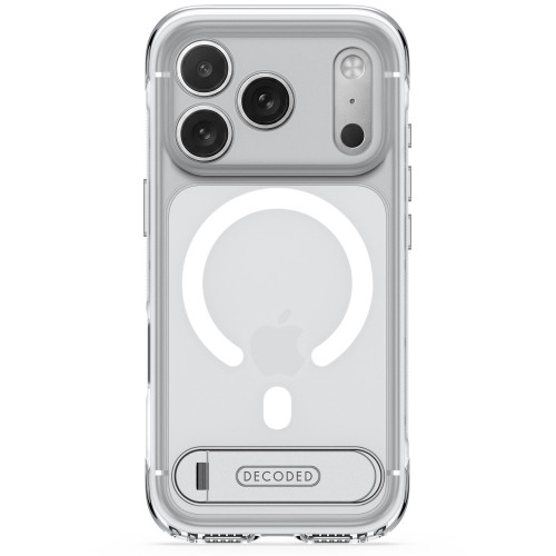 Decoded AntiMicrobial Hybrid Stand Backcover - etui z podstawką do iPhone 18 Pro / 17 Pro kompatybilne z MagSafe (frosted white)