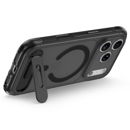 Decoded AntiMicrobial Hybrid Stand Backcover - etui z podstawką do iPhone 18 Pro / 17 Pro kompatybilne z MagSafe (frosted black), pohled 6