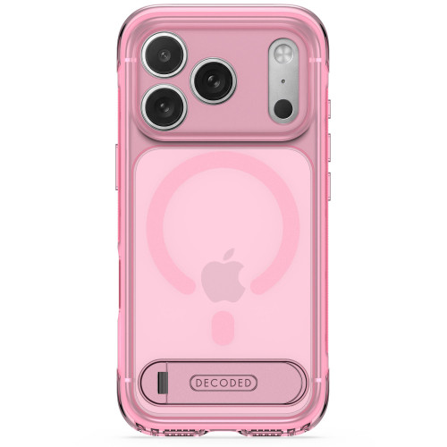 Decoded AntiMicrobial Hybrid Stand Backcover - etui z podstawką do iPhone 18 Pro Max / 17 Pro Max kompatybilne z MagSafe (clear pink)