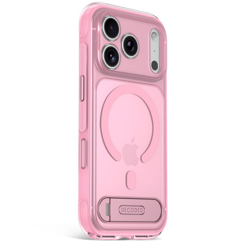Decoded AntiMicrobial Hybrid Stand Backcover - etui z podstawką do iPhone 18 Pro Max / 17 Pro Max kompatybilne z MagSafe (clear pink), pohled 5