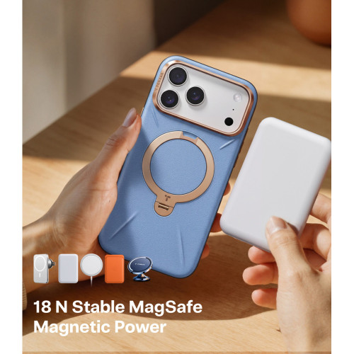 TORRAS Ostand Q3 VegSkin - etui do iPhone 18 Pro / 17 Pro kompatybilne z MagSafe (blue), view 4