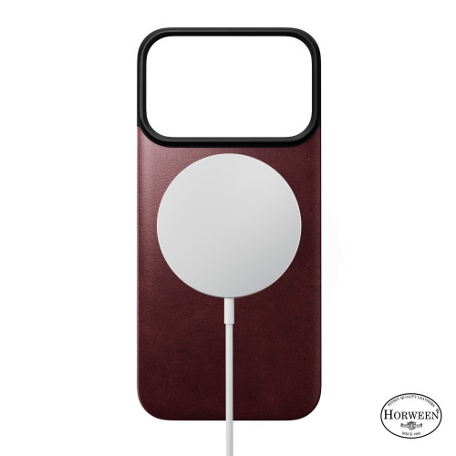 NOMAD Magnetic Leather Back - nakładka magnetyczna na iPhone 18 Pro / 17 Pro kompatybilna z MagSafe, skóra Horween (burgundy), view 2