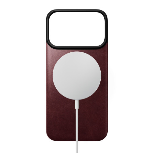 NOMAD Magnetic Leather Back - nakładka magnetyczna na iPhone 18 Pro / 17 Pro kompatybilna z MagSafe, skóra Horween (burgundy), view 3