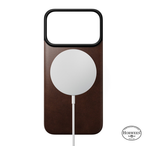 NOMAD Magnetic Leather Back - nakładka magnetyczna na iPhone 18 Pro / 17 Pro kompatybilna z MagSafe, skóra Horween (rustic brown), view 2