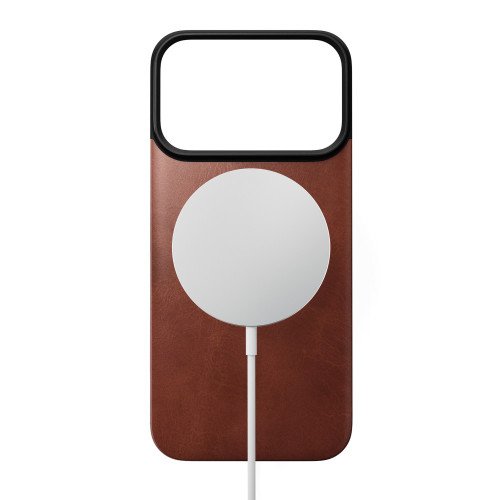 NOMAD Magnetic Leather Back - nakładka magnetyczna na iPhone 18 Pro / 17 Pro kompatybilna z MagSafe, skóra Horween (olde dublin), pohled 3
