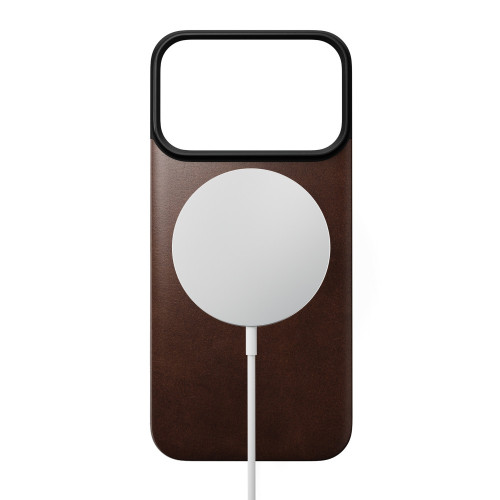 NOMAD Magnetic Leather Back - nakładka magnetyczna na iPhone 18 Pro / 17 Pro kompatybilna z MagSafe, skóra Horween (rustic brown), view 3