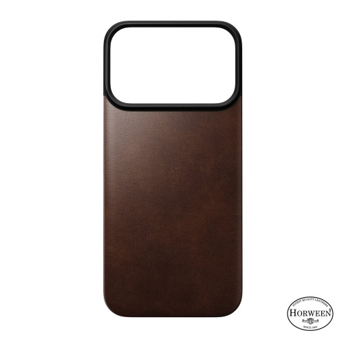 NOMAD Magnetic Leather Back - nakładka magnetyczna na iPhone 18 Pro / 17 Pro kompatybilna z MagSafe, skóra Horween (rustic brown), view 4