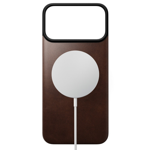 NOMAD Magnetic Leather Back - nakładka magnetyczna na iPhone 18 Pro Max / 17 Pro Max kompatybilna z MagSafe, skóra Horween (rustic brown), pohled 3