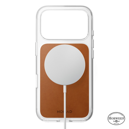 NOMAD Clear Leather Case - etui do iPhone 18 Pro / 17 Pro kompatybilne z MagSafe, skóra Horween (saddle), widok 2