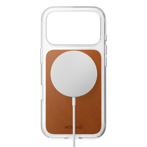 NOMAD Clear Leather Case - etui do iPhone 18 Pro / 17 Pro kompatybilne z MagSafe, skóra Horween (saddle), widok 3