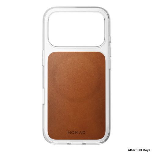 NOMAD Clear Leather Case - etui do iPhone 18 Pro / 17 Pro kompatybilne z MagSafe, skóra Horween (saddle), widok 6