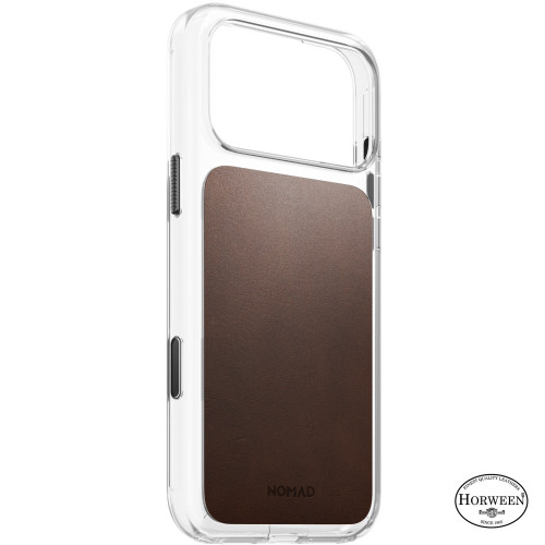 NOMAD Clear Leather Case - etui do iPhone 18 Pro Max / 17 Pro Max kompatybilne z MagSafe, skóra Horween (rustic brown)