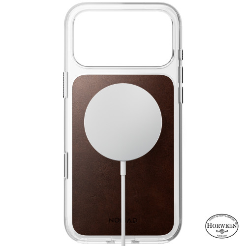 NOMAD Clear Leather Case - etui do iPhone 18 Pro Max / 17 Pro Max kompatybilne z MagSafe, skóra Horween (rustic brown), widok 2