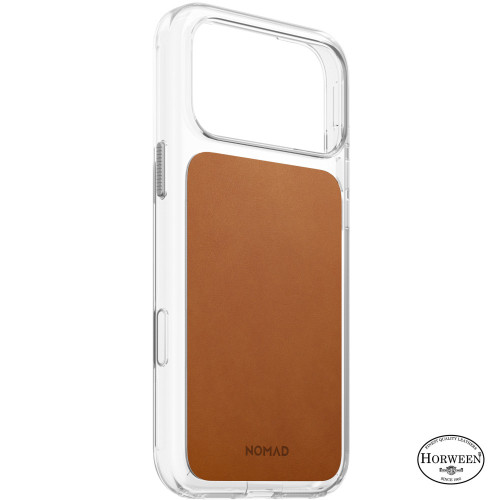 NOMAD Clear Leather Case - etui do iPhone 18 Pro Max / 17 Pro Max kompatybilne z MagSafe, skóra Horween (saddle)
