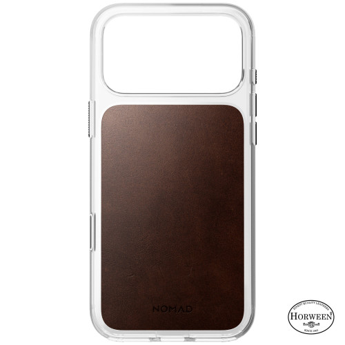 NOMAD Clear Leather Case - etui do iPhone 18 Pro Max / 17 Pro Max kompatybilne z MagSafe, skóra Horween (rustic brown), widok 4