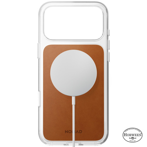 NOMAD Clear Leather Case - etui do iPhone 18 Pro Max / 17 Pro Max kompatybilne z MagSafe, skóra Horween (saddle), widok 2