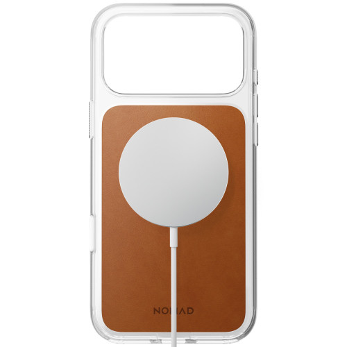 NOMAD Clear Leather Case - etui do iPhone 18 Pro Max / 17 Pro Max kompatybilne z MagSafe, skóra Horween (saddle), widok 3