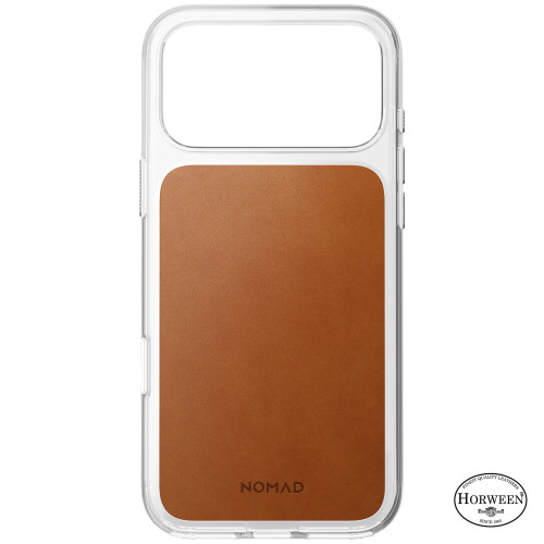 NOMAD Clear Leather Case - etui do iPhone 18 Pro Max / 17 Pro Max kompatybilne z MagSafe, skóra Horween (saddle), widok 4