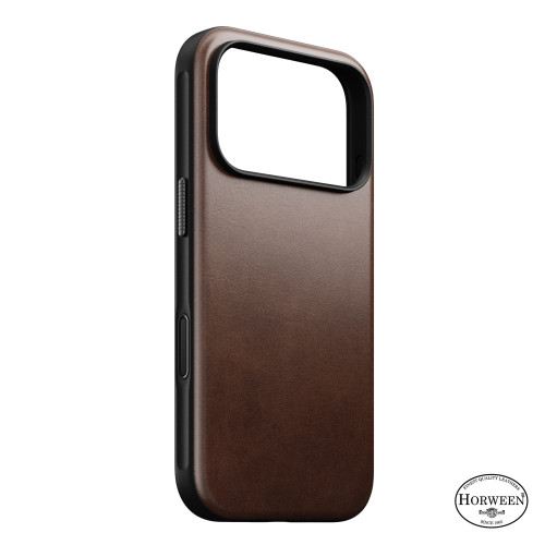 NOMAD Modern Leather Case - etui do iPhone 18 Pro / 17 Pro kompatybilne z MagSafe, skóra Horween (rustic brown)