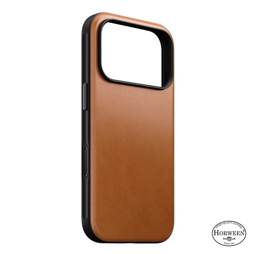 NOMAD Modern Leather Case - etui do iPhone 18 Pro / 17 Pro kompatybilne z MagSafe, skóra Horween (saddle)