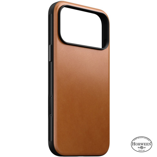 NOMAD Modern Leather Case - etui do iPhone 18 Pro Max / 17 Pro Max kompatybilne z MagSafe, skóra Horween (saddle)