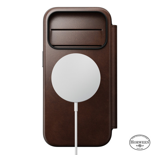 NOMAD Modern Leather Folio - etui do iPhone 18 Pro / 17 Pro kompatybilne z MagSafe, skóra Horween (rustic brown), widok 2