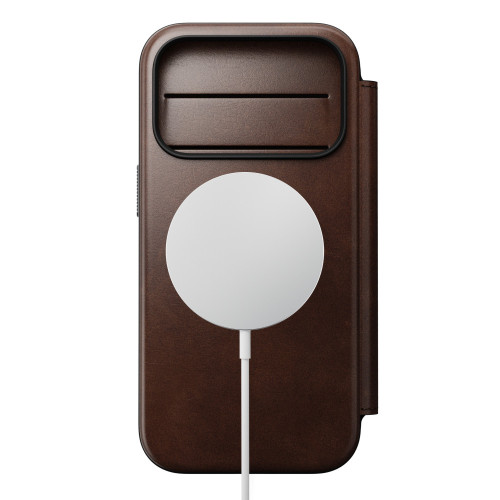 NOMAD Modern Leather Folio - etui do iPhone 18 Pro / 17 Pro kompatybilne z MagSafe, skóra Horween (rustic brown), widok 3