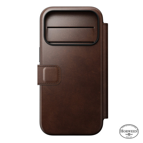 NOMAD Modern Leather Folio - etui do iPhone 18 Pro / 17 Pro kompatybilne z MagSafe, skóra Horween (rustic brown), widok 6
