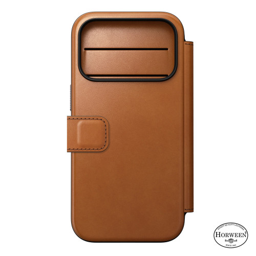 NOMAD Modern Leather Folio - etui do iPhone 18 Pro / 17 Pro kompatybilne z MagSafe, skóra Horween (saddle), widok 5