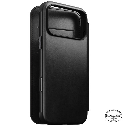 NOMAD Modern Leather Folio - etui do iPhone 18 Pro Max / 17 Pro Max kompatybilne z MagSafe, skóra Horween (black)