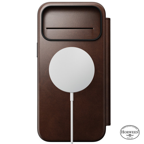 NOMAD Modern Leather Folio - etui do iPhone 18 Pro Max / 17 Pro Max kompatybilne z MagSafe, skóra Horween (rustic brown), widok 2