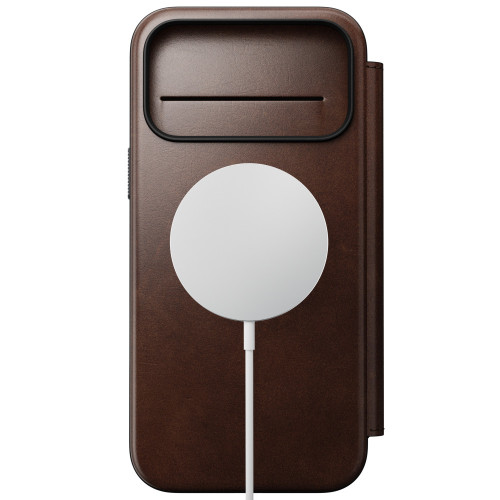 NOMAD Modern Leather Folio - etui do iPhone 18 Pro Max / 17 Pro Max kompatybilne z MagSafe, skóra Horween (rustic brown), widok 3