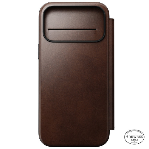 NOMAD Modern Leather Folio - etui do iPhone 18 Pro Max / 17 Pro Max kompatybilne z MagSafe, skóra Horween (rustic brown), widok 4