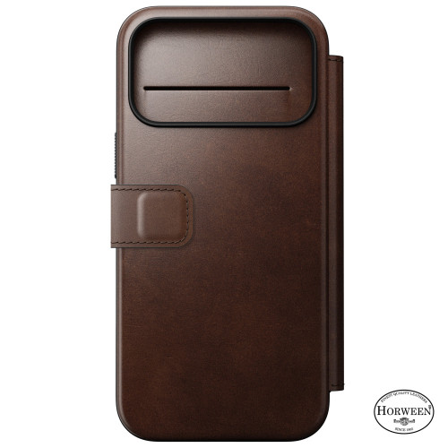 NOMAD Modern Leather Folio - etui do iPhone 18 Pro Max / 17 Pro Max kompatybilne z MagSafe, skóra Horween (rustic brown), widok 6