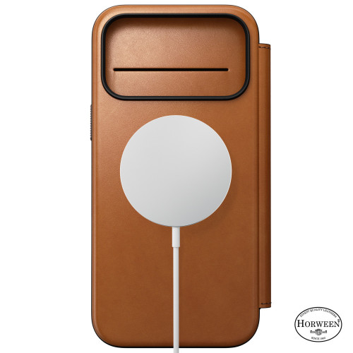 NOMAD Modern Leather Folio - etui do iPhone 18 Pro Max / 17 Pro Max kompatybilne z MagSafe, skóra Horween (saddle), widok 2