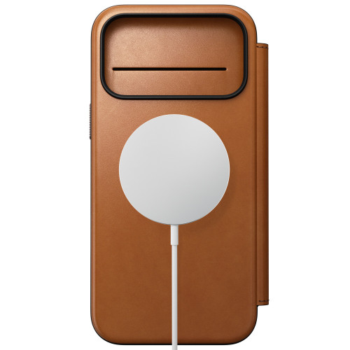 NOMAD Modern Leather Folio - etui do iPhone 18 Pro Max / 17 Pro Max kompatybilne z MagSafe, skóra Horween (saddle), widok 3