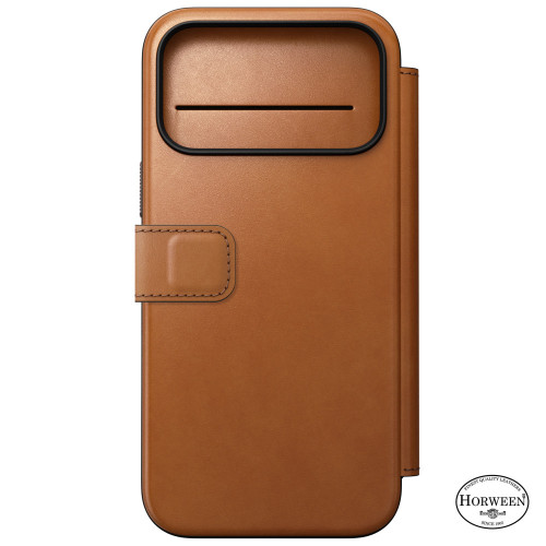 NOMAD Modern Leather Folio - etui do iPhone 18 Pro Max / 17 Pro Max kompatybilne z MagSafe, skóra Horween (saddle), widok 6