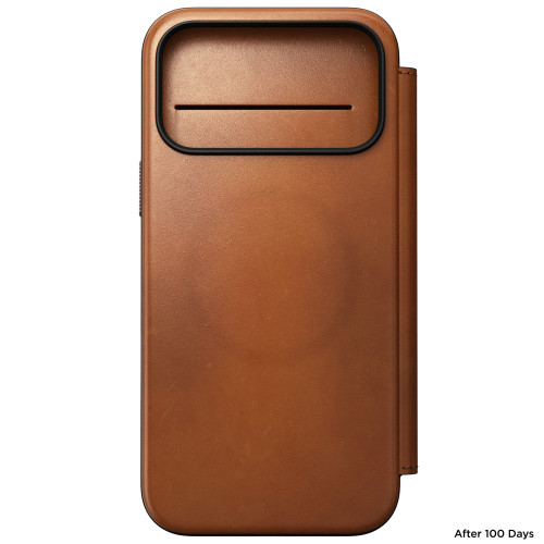 NOMAD Modern Leather Folio - etui do iPhone 18 Pro Max / 17 Pro Max kompatybilne z MagSafe, skóra Horween (saddle), widok 8