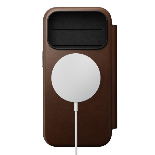 NOMAD Modern Leather Folio - etui do iPhone 18 Pro / 17 Pro kompatybilne z MagSafe, skóra Camino (brown), widok 2
