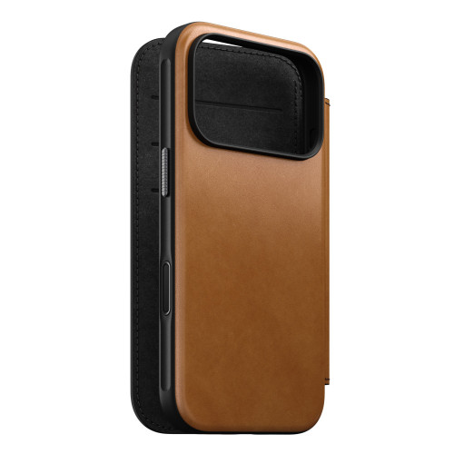 NOMAD Modern Leather Folio - etui do iPhone 18 Pro / 17 Pro kompatybilne z MagSafe, skóra Camino (english tan-c)