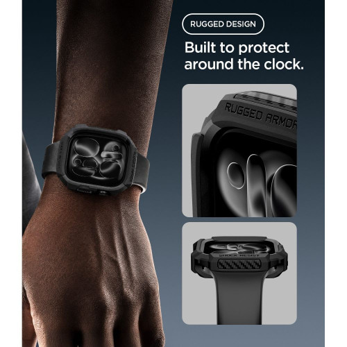 Spigen Rugged Armor Apple Watch 12 (42 Mm) Matte Black, widok 5