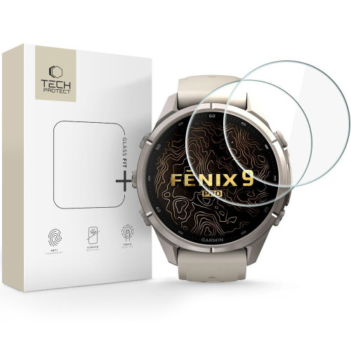 SzkŁo Hartowane Tech-protect Glass Fit+ 2-pack Garmin Fenix 9 Pro (43 Mm) Clear