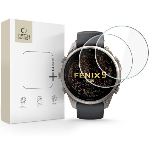 SzkŁo Hartowane Tech-protect Glass Fit+ 2-pack Garmin Fenix 9 Pro (47 Mm) Clear