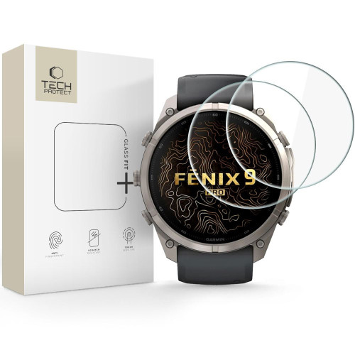 SzkŁo Hartowane Tech-protect Glass Fit+ 2-pack Garmin Fenix 9 Pro (51 Mm) Clear