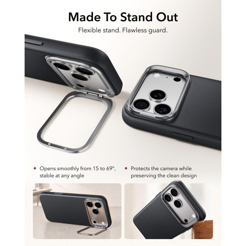 Esr Leather Kickstand Magsafe Iphone 17 Pro / 18 Pro Black, widok 4