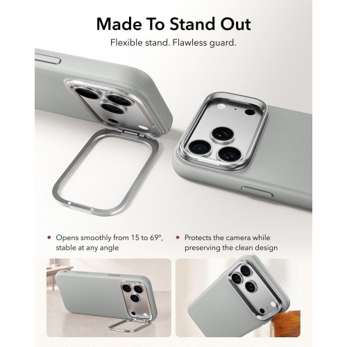 Esr Leather Kickstand Magsafe Iphone 17 Pro Max / 18 Pro Max Grey, Ansicht 4
